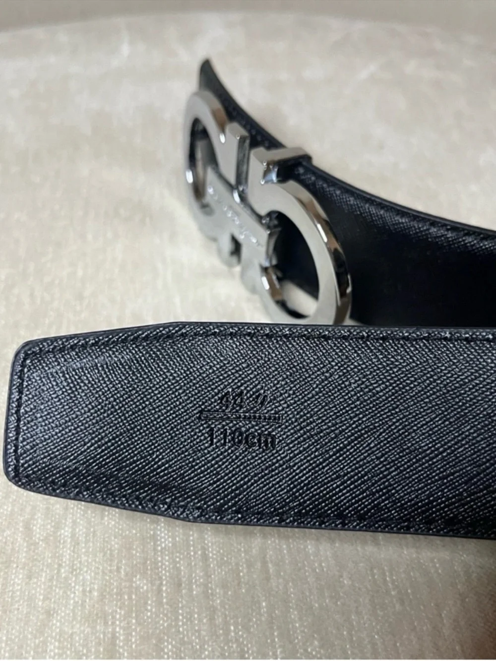 Salvatore Ferragamo Black Leather Belt with Silver Gancini Buckle